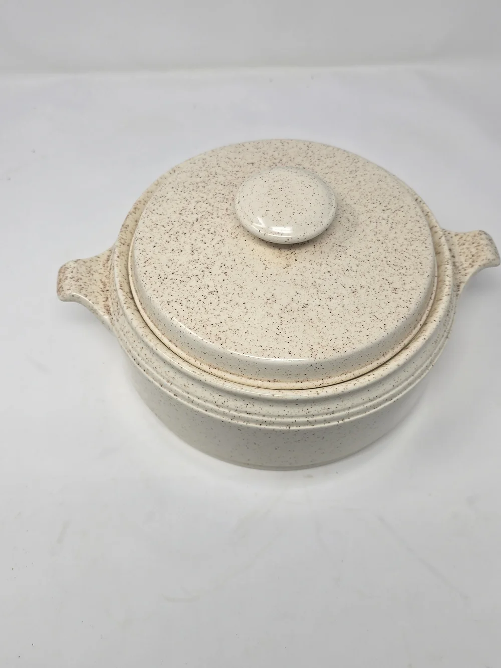 Vintage HOMER LAUGHLIN Country Sage Brown Speckled COVERED CASSEROLE Handled
